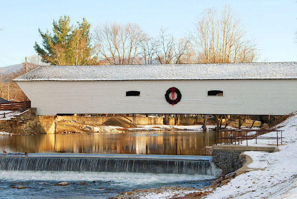 The Elizabethton Covered Bridge spanning the Doe River.